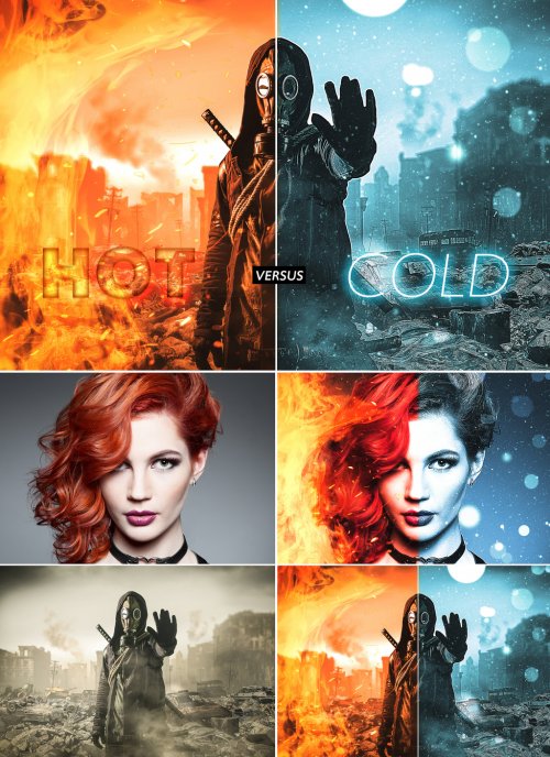 Hot Fire and Freezing Cold Effect Mockup 357902605