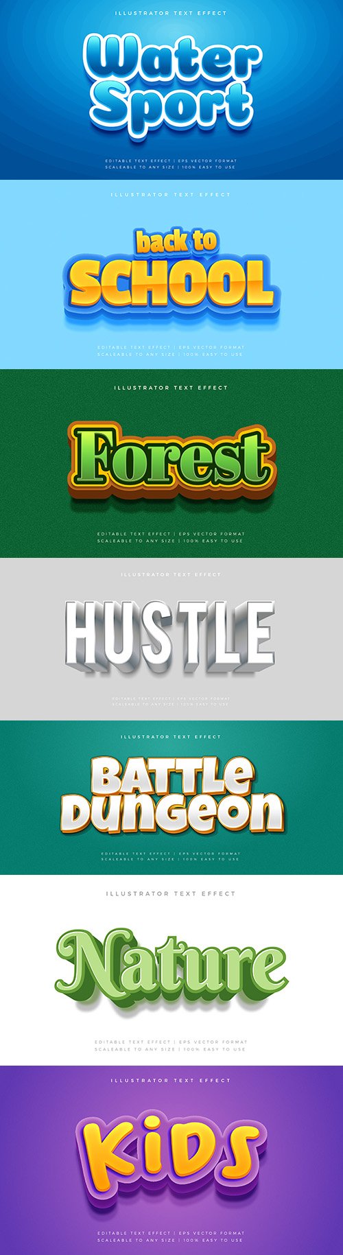 Editable font effect text collection illustration design 120