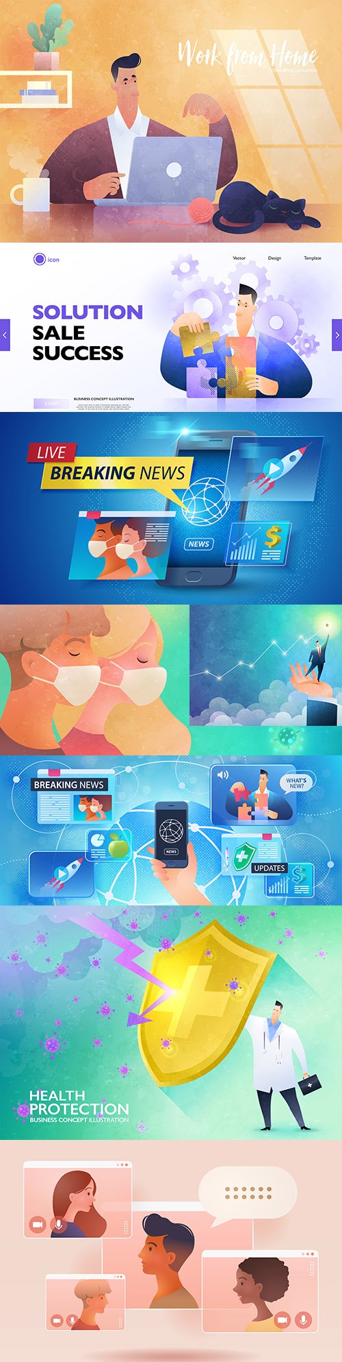 Health and Home Work, Business Concept Illustration