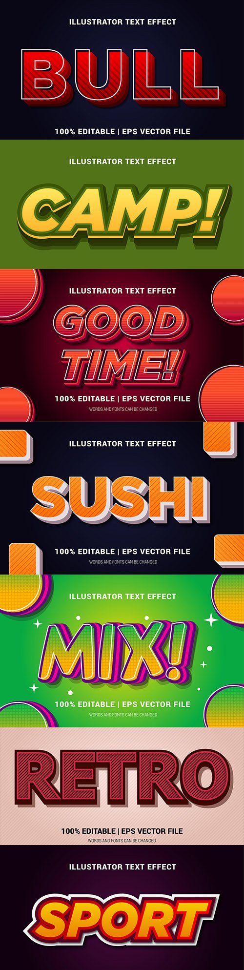 Editable font effect text collection illustration design 119