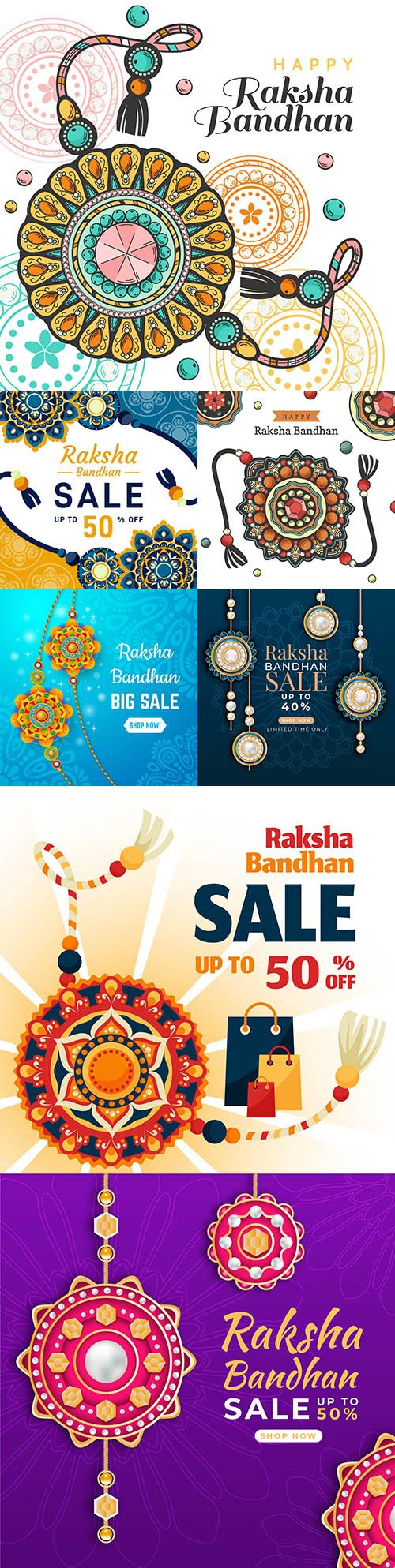 Raksha Bandhan Indian Holiday sale Flat Design Illustration