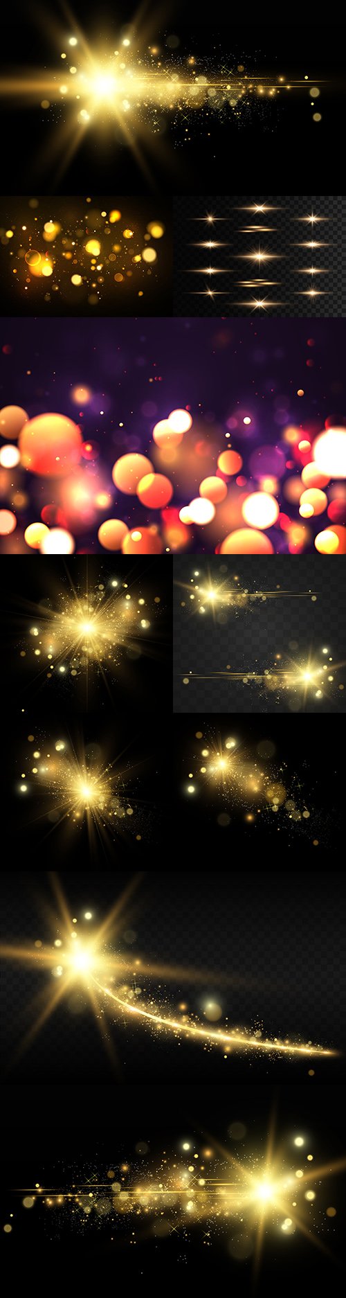 Golden bright star light effect design illustration