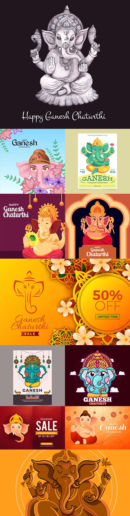 Ganesha Chaturthi Indian festival design illustration