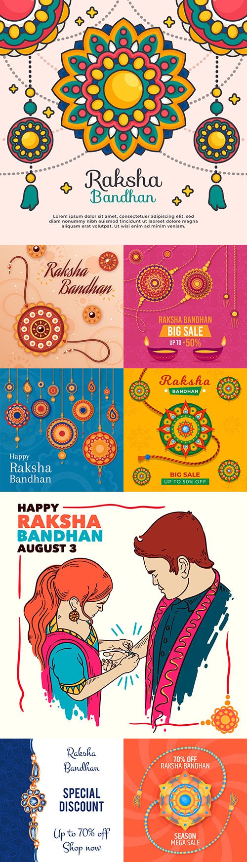 Raksha Bandhan Indian Holiday Flat Design Illustration