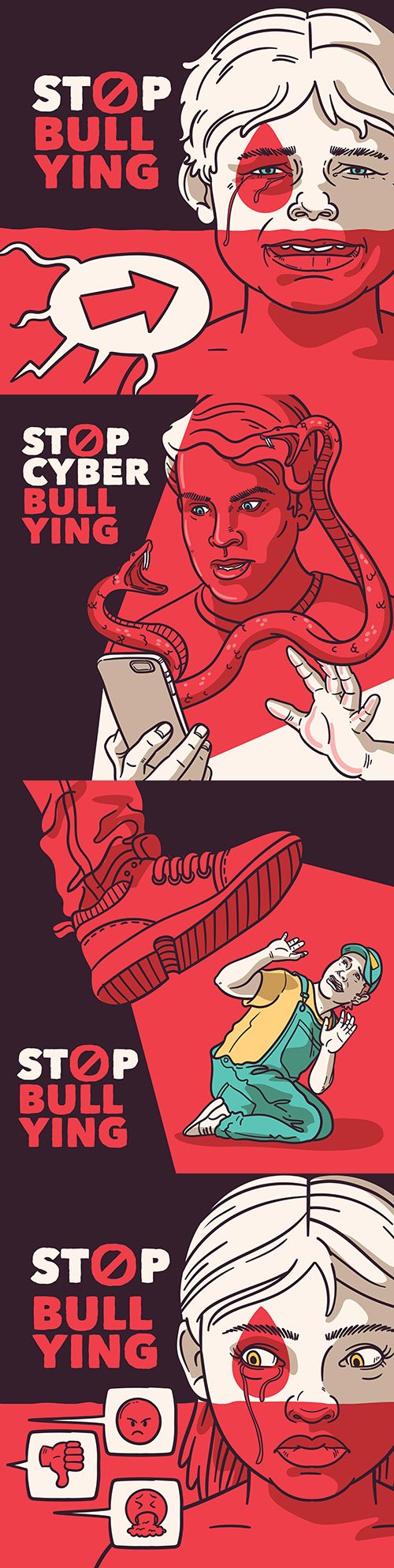 Stop bullying and intimidating concept of illustration
