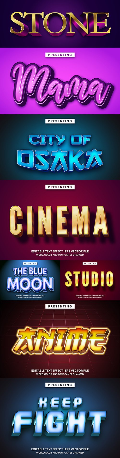 Editable font effect text collection illustration design 121