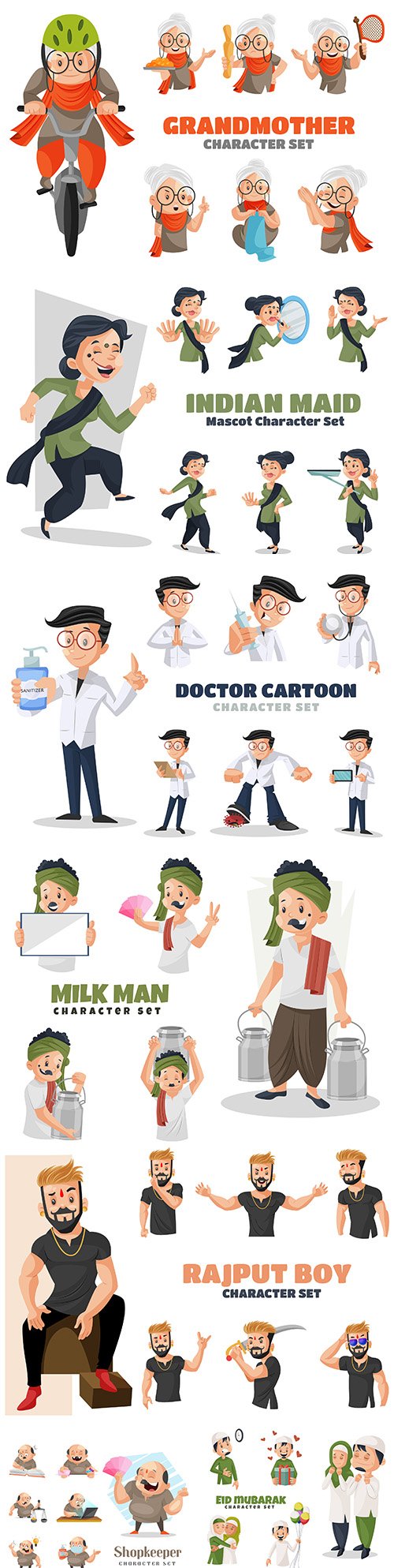 People of different professions illustration cartoons set