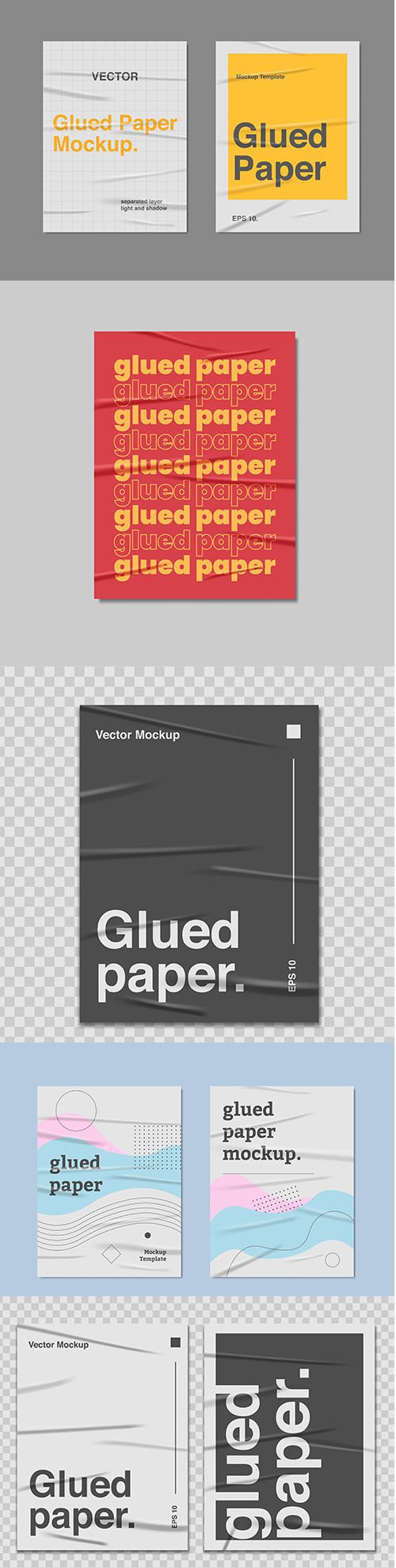 Set of Realistic Glued Paper Vector Poster