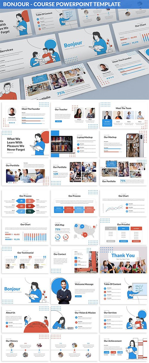 Bonjour - Course Powerpoint Template