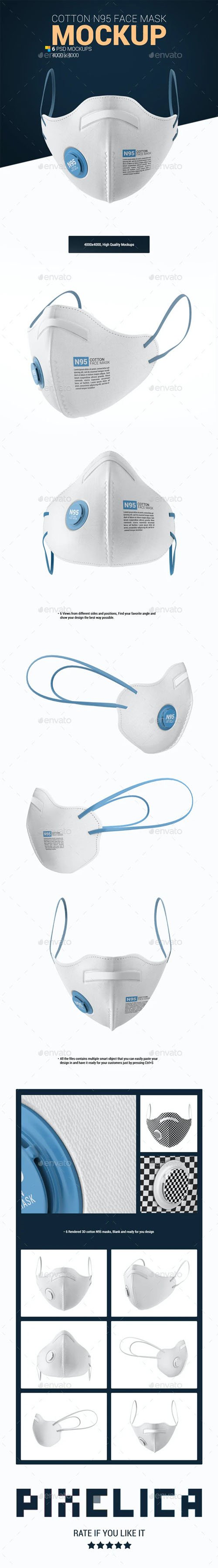 N95 Cotton Face Mask PSD Mockup