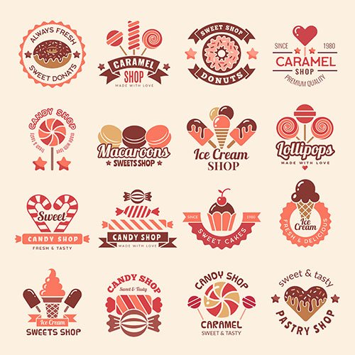 Candy shop Vector badges