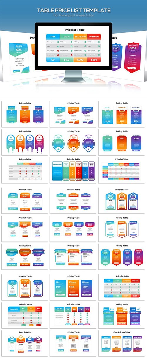 Table Price List for Powerpoint Template