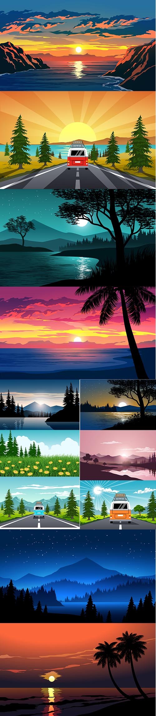 Beautiful Nature Background Set