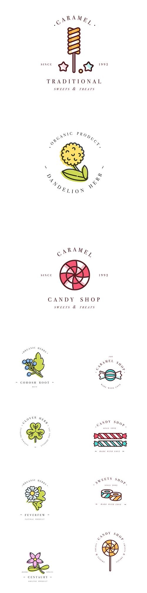 Colorful Design Logo Template Emblem Set