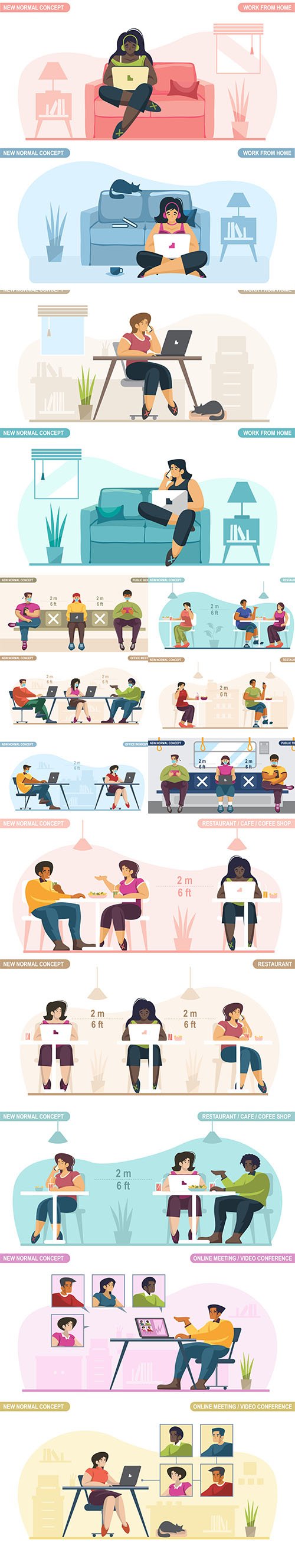 New Normal Vector Concept Young People Working
