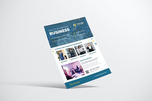 Business Event Flyer Design with Blue Color