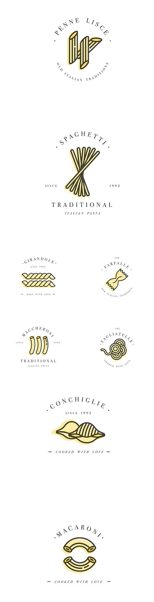 Design Template Emblem Vector Badge Italian Pasta Logos