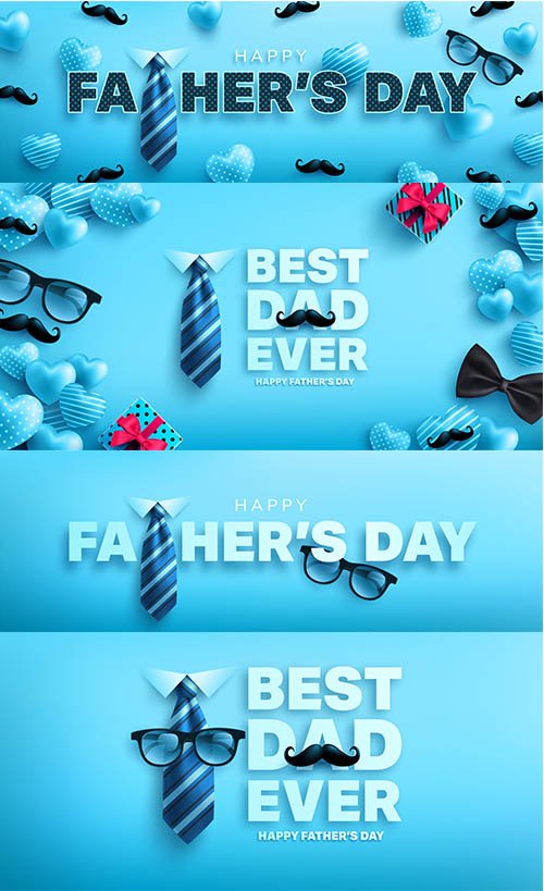 Happy Fathers Day Banner Vector Template