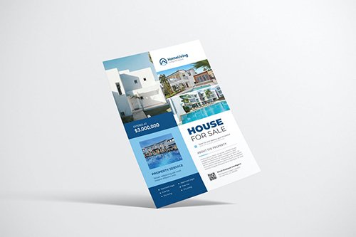 House Property Flyer Design with Blue Color