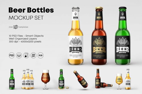 Beer Bottle Mockup Set 4615774