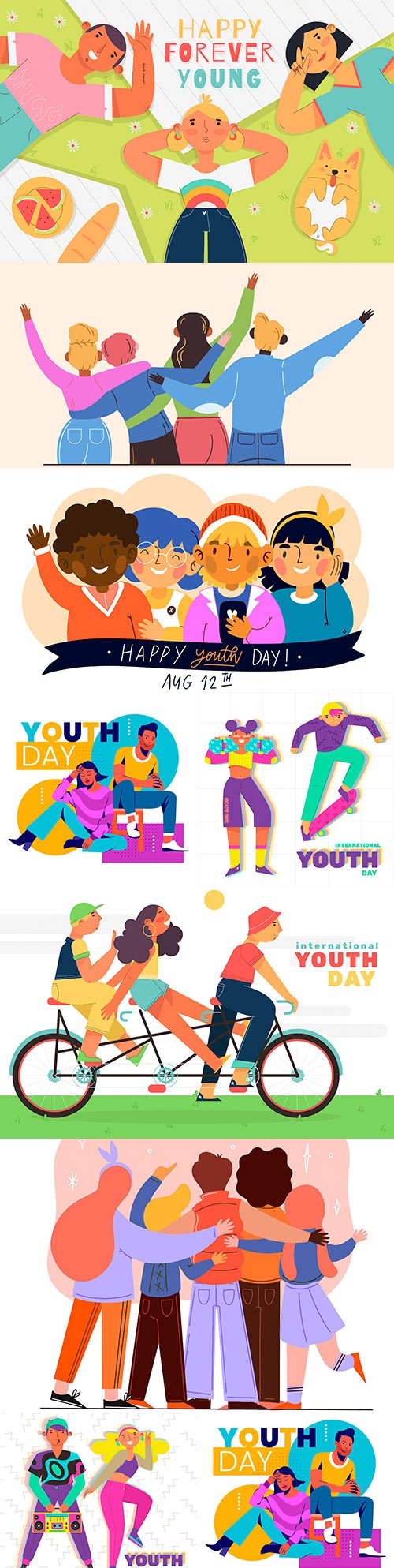 Happy Youth Day Illustration Flat Design Concept