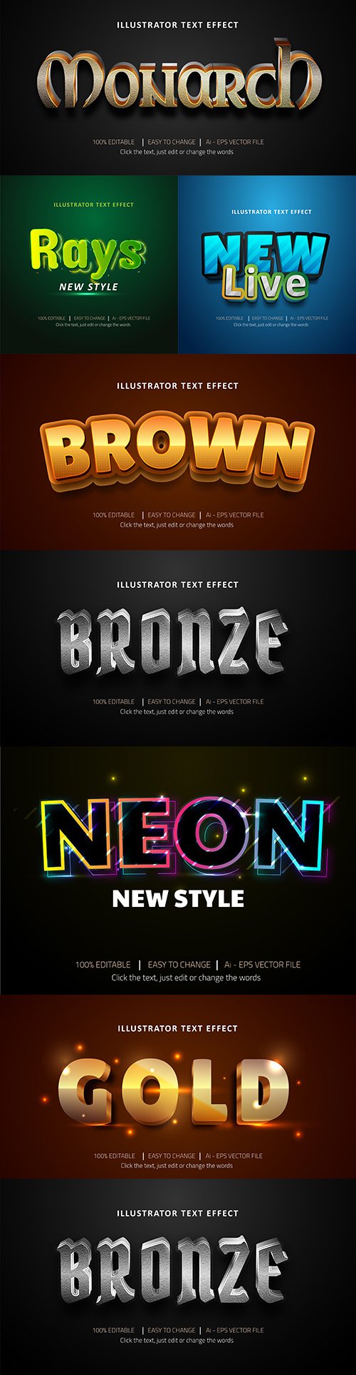 Editable font effect text collection illustration design 126