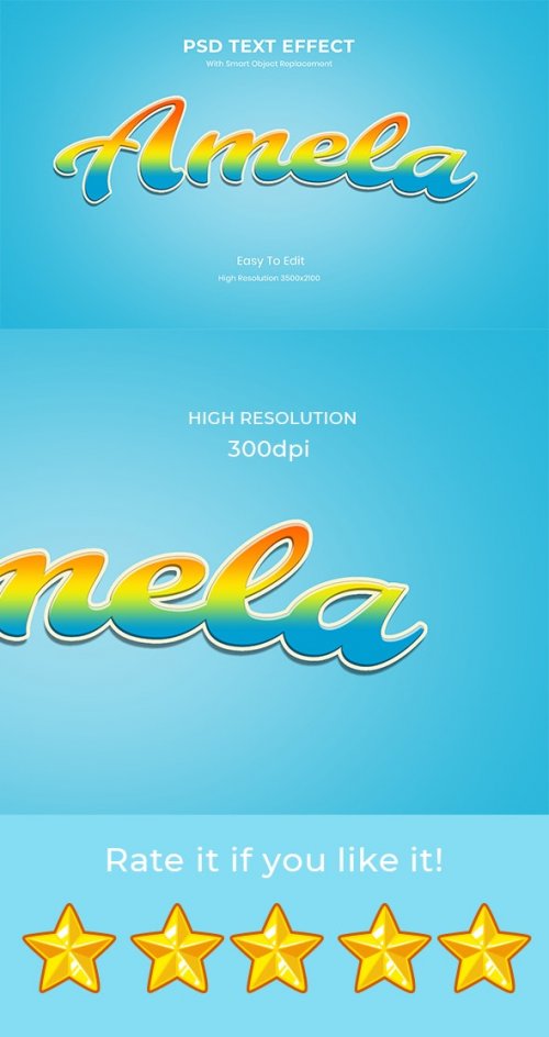 Amela - 3D game Logo Rainbow Text Effect
