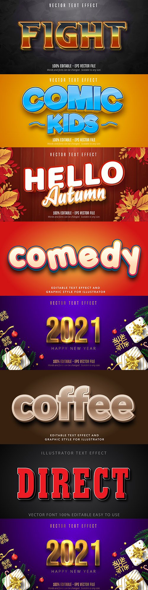 Editable font effect text collection illustration design 128