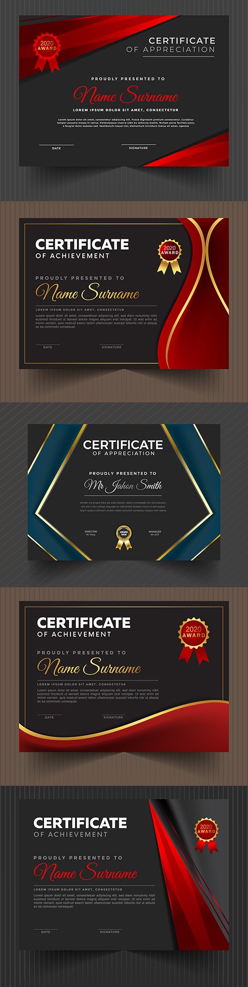 Certificate achievement template design collection 3