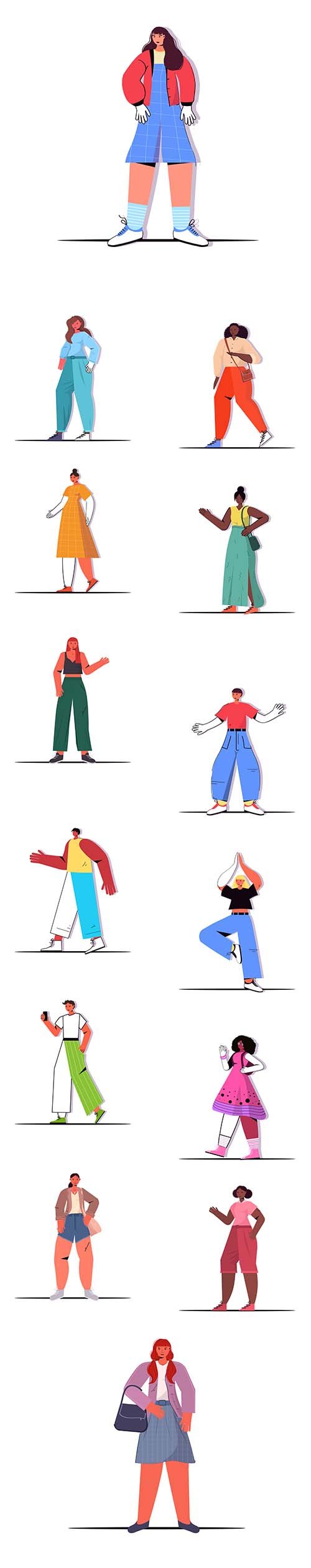 Collection of Vector Illustrations with Young People