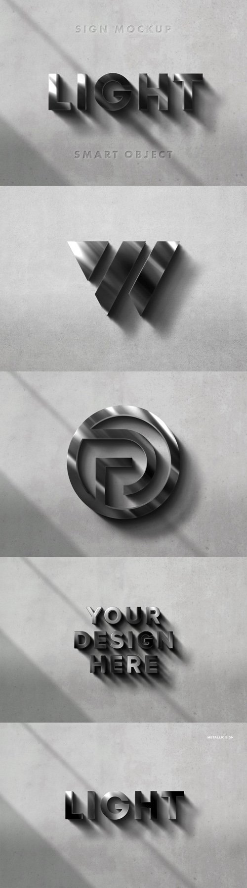 Metallic 3D Sign PSD Mockup