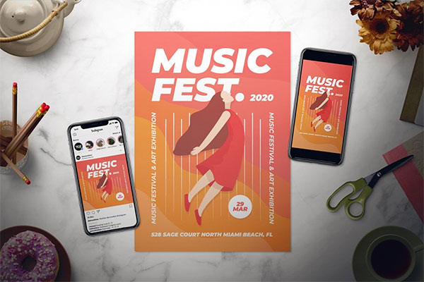 Music Festival Flyer PSD and AI Set