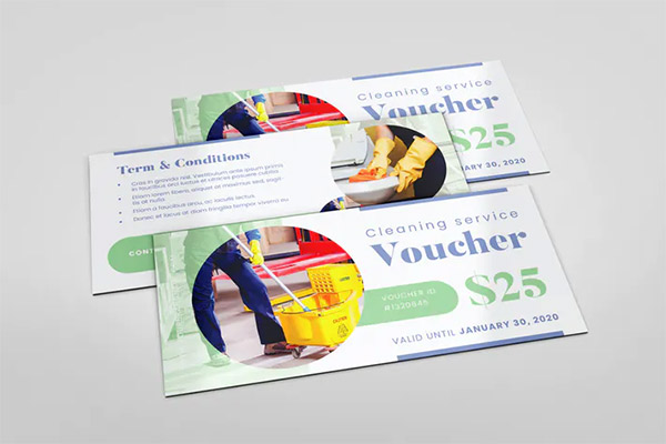 Cleaning Service AI and PSD Gift Voucher Template