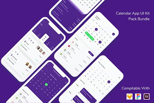 Calendar App UI Kit Pack Bundle