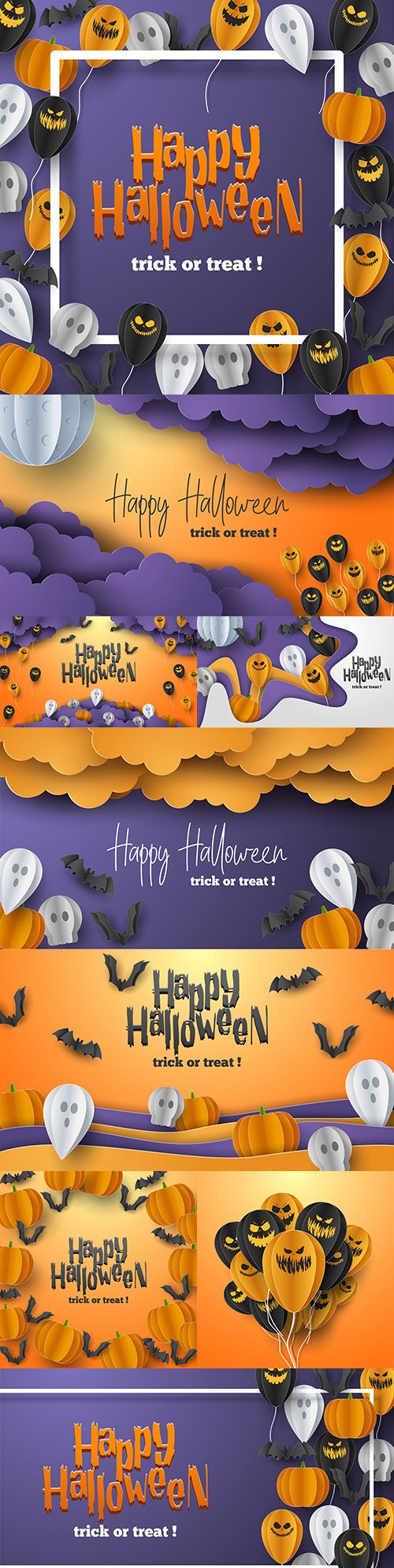 Happy Halloween holiday banner illustration collection 2