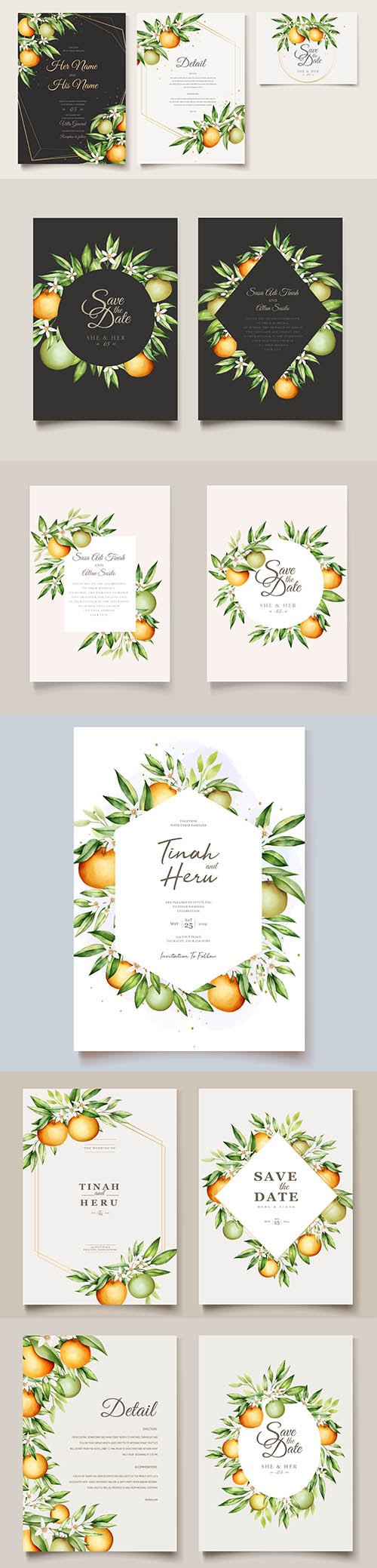 Botanical Watercolor Wedding Invitation Card Template