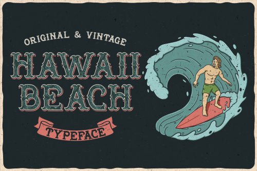 Hawaii Beach. Font & T-shirts 24658585