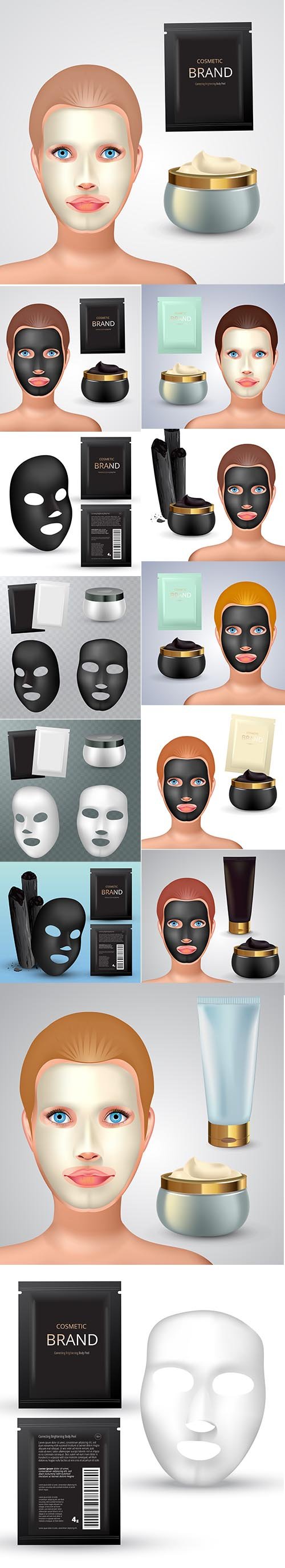 Beauty fashion girl apply facial charcoal mask