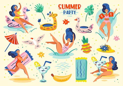 Summer Party Illustration Set