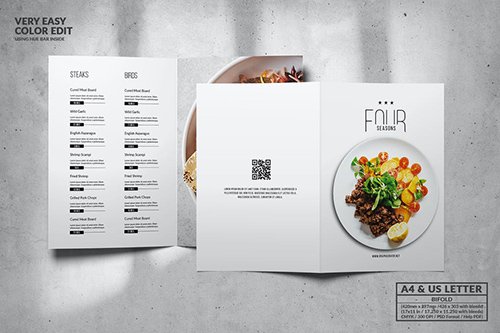 Minimal Elegant Food Menu Design A4 & US Letter