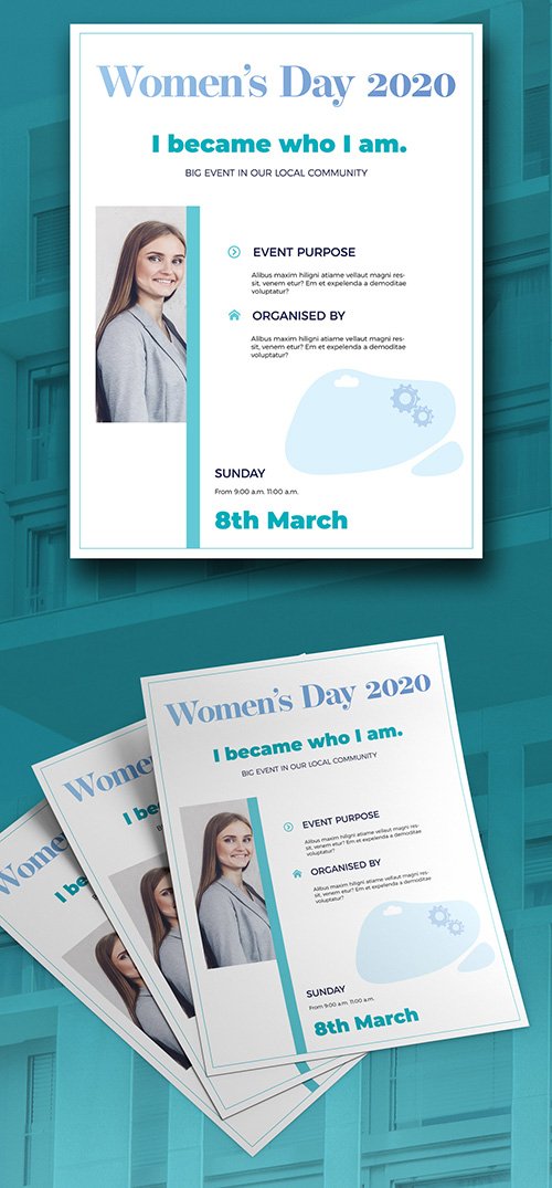 Blue Women's Day Flyer Layout 328155920