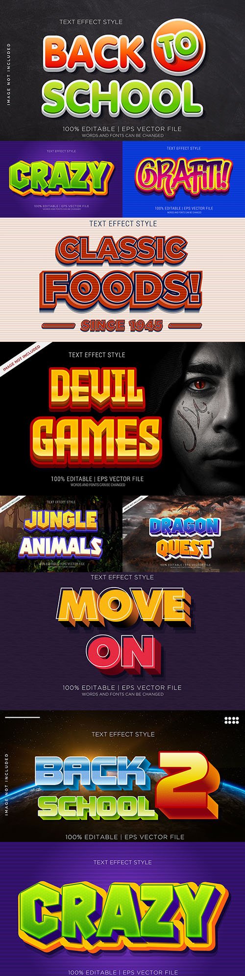 Editable font effect text collection illustration design 134