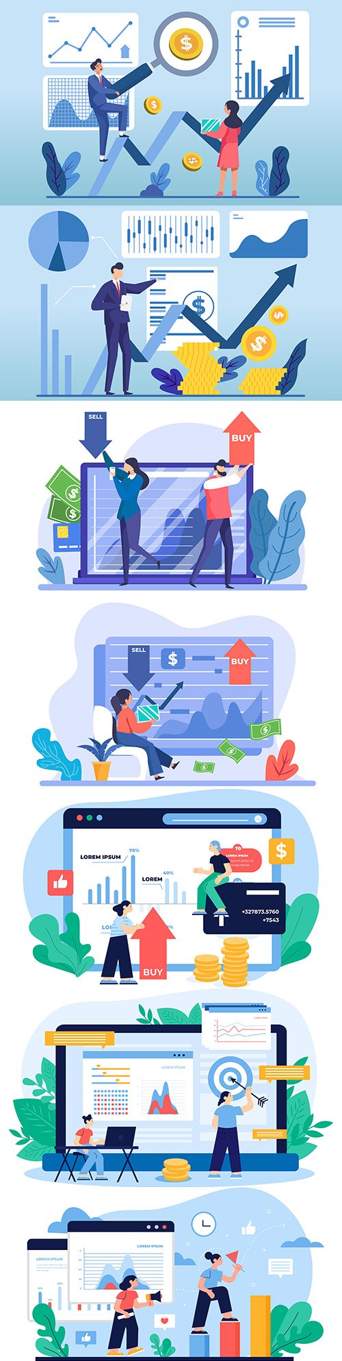 Business success finance and money deposits profitable illustrations