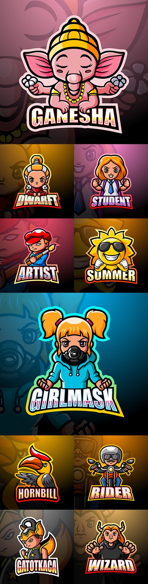 Emblem gaming mascot design cybersport illustration 23