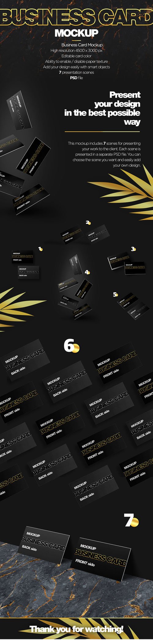 7 Scenes of Business Card PSD Mockups