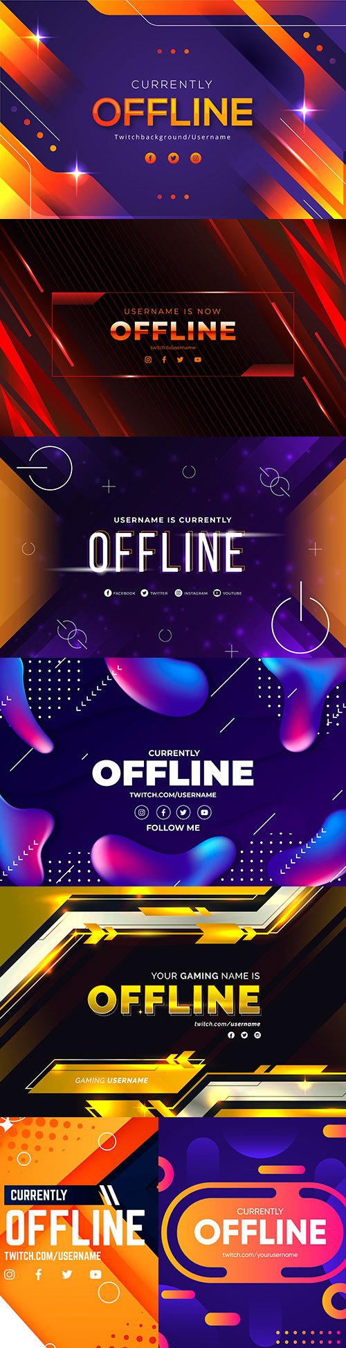Offline banner abstract design in different styles