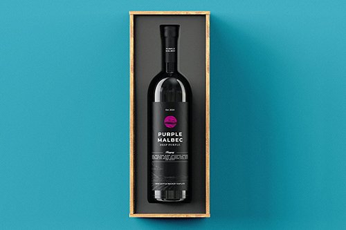 Wine Bottle Gift Box Mock-up Template