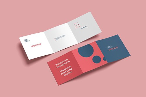 Square Triold Brochure Mockups Set