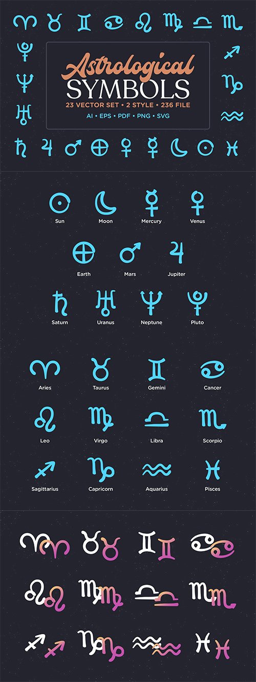 Astrological Symbol Vector Set