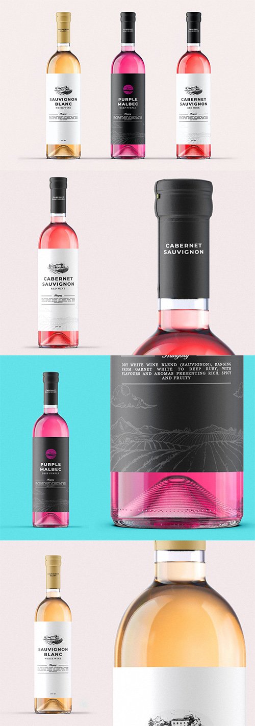 Wine Bottle Mock-Up Template
